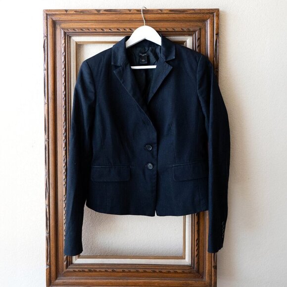 Ann Taylor Jackets & Blazers - Ann Taylor Blazer Sz 4 Navy Blue Long Sleeve Pockets Double Button Dark Academia